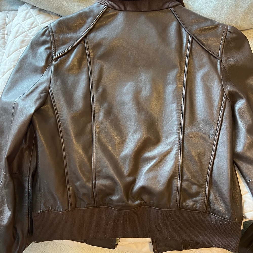 Brown Leather Jacket Womens size Medium - Picture 7 of 7